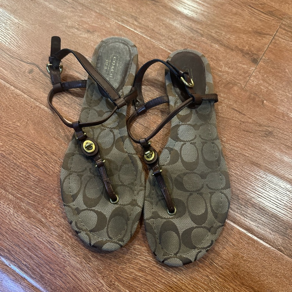 Coach Brown Patterned Sandals - image 1